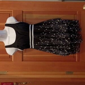 Swim dress, NWOT, black with white polka dots and white trim